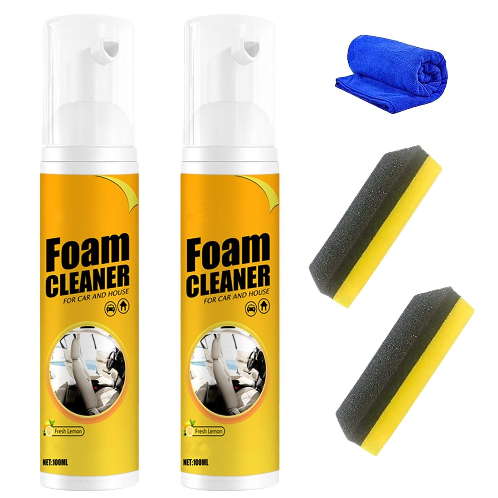 QUAAM 2PCS Foam CLEANERAll-Purpose Cleaners for Car LeatherSuitable for Car
